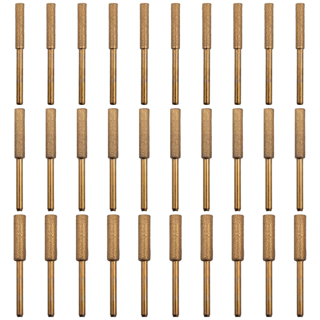 AOKLIT 30 pcs Diamond Chainsaw Sharpener 1/8" Shank,Titanium Plated Burr Stone File in 3 Size Diamond Sharpening Wheels Chainsaw File for Electric Chain Saw. (5/32 inch, 3/16 inch, 7/32 inch)