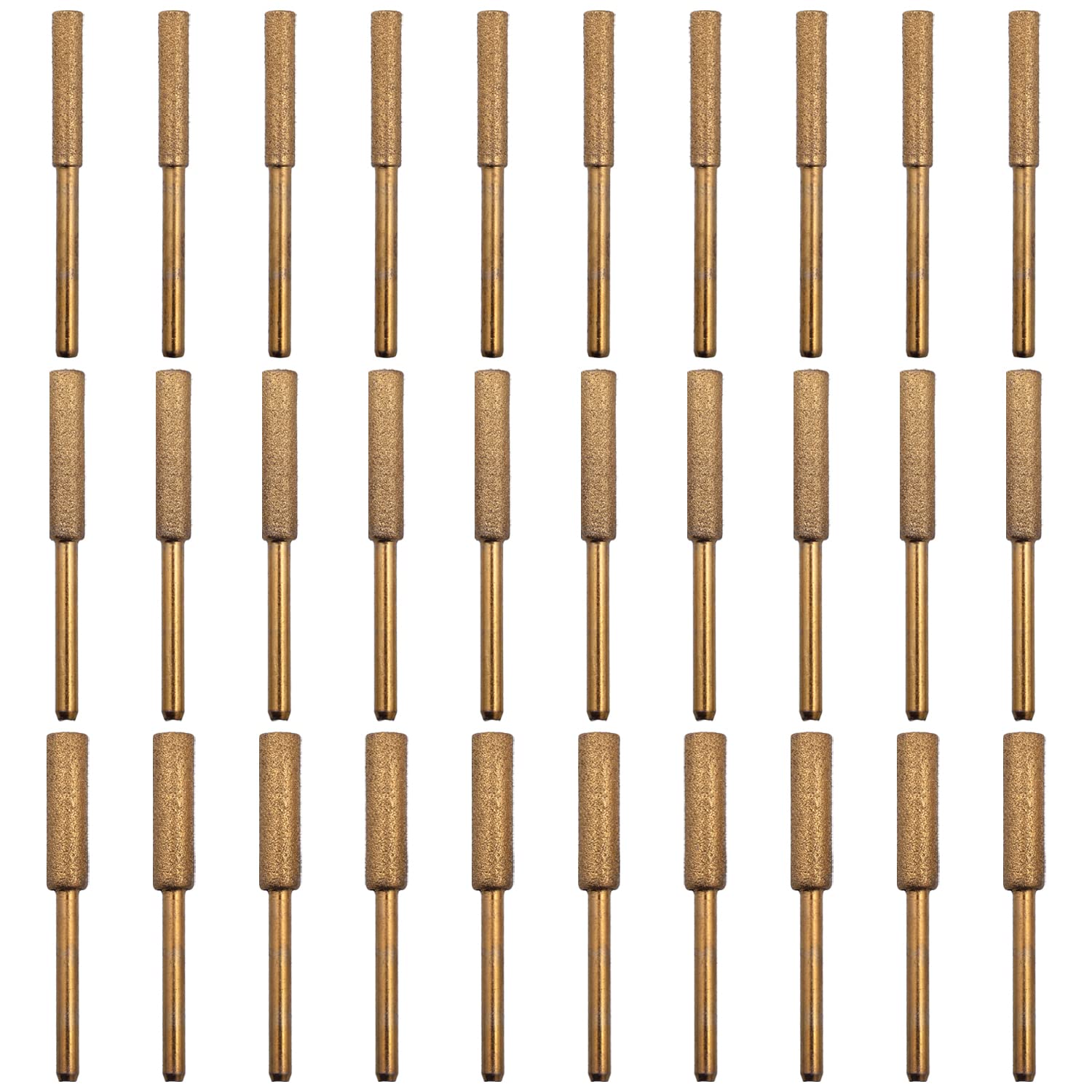 AOKLIT 30 pcs Diamond Chainsaw Sharpener 1/8" Shank,Titanium Plated Burr Stone File in 3 Size Diamond Sharpening Wheels Chainsaw File for Electric Chain Saw. (5/32 inch, 3/16 inch, 7/32 inch)