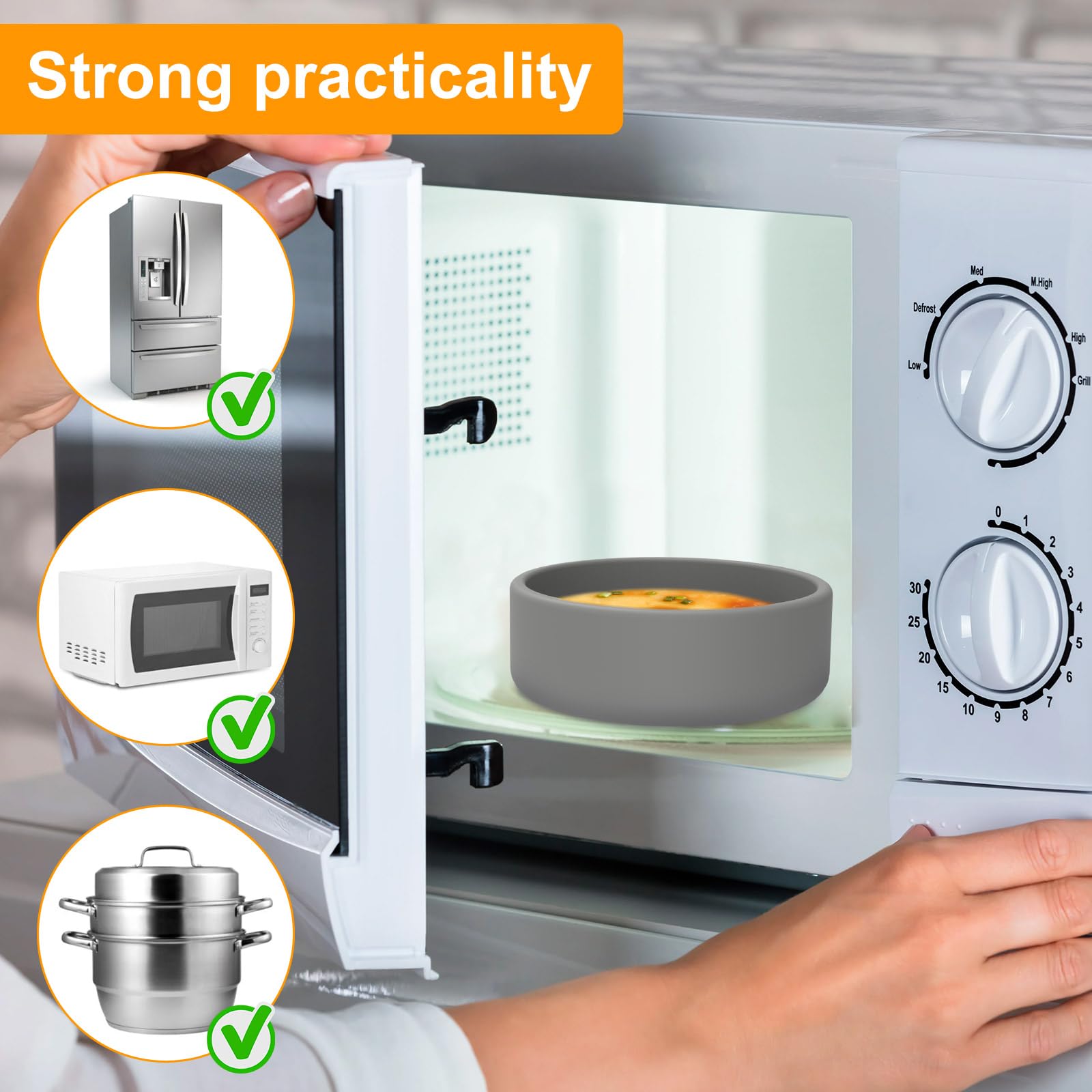LZVXTYM 3Pcs Silicone Air Fryer Mold, 4-Inch Air Fryer Egg Pan, Microwave Egg Cooker Accessories, Reusable Poacher Cups, Nonstick Eggs Boiler Mold Cup for Baking-Dishwasher Safe(Grey)