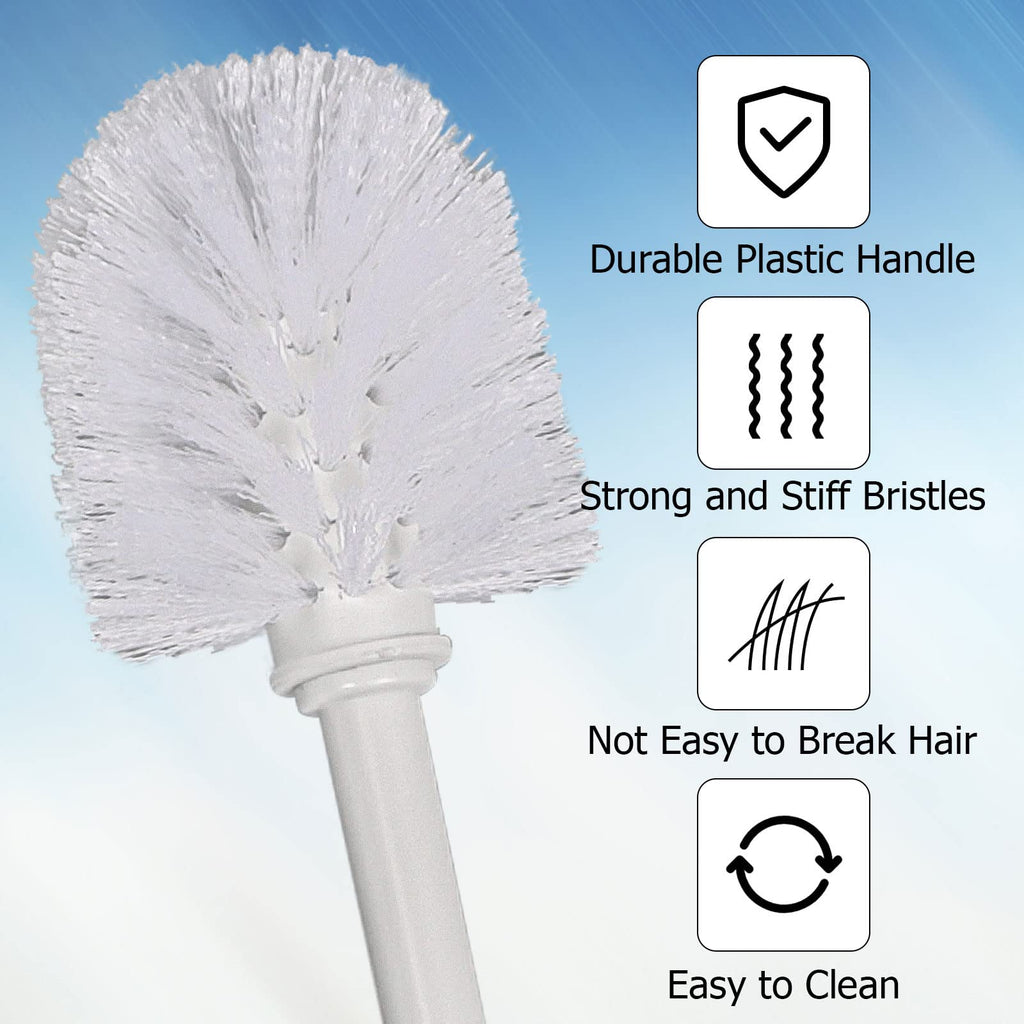 Topsky 2-Pack Closed Toilet Brush Compact Toilet Brush and Holder Plastic Round Barrel Loo Brush with Replacement Toilet Brush Head (White)
