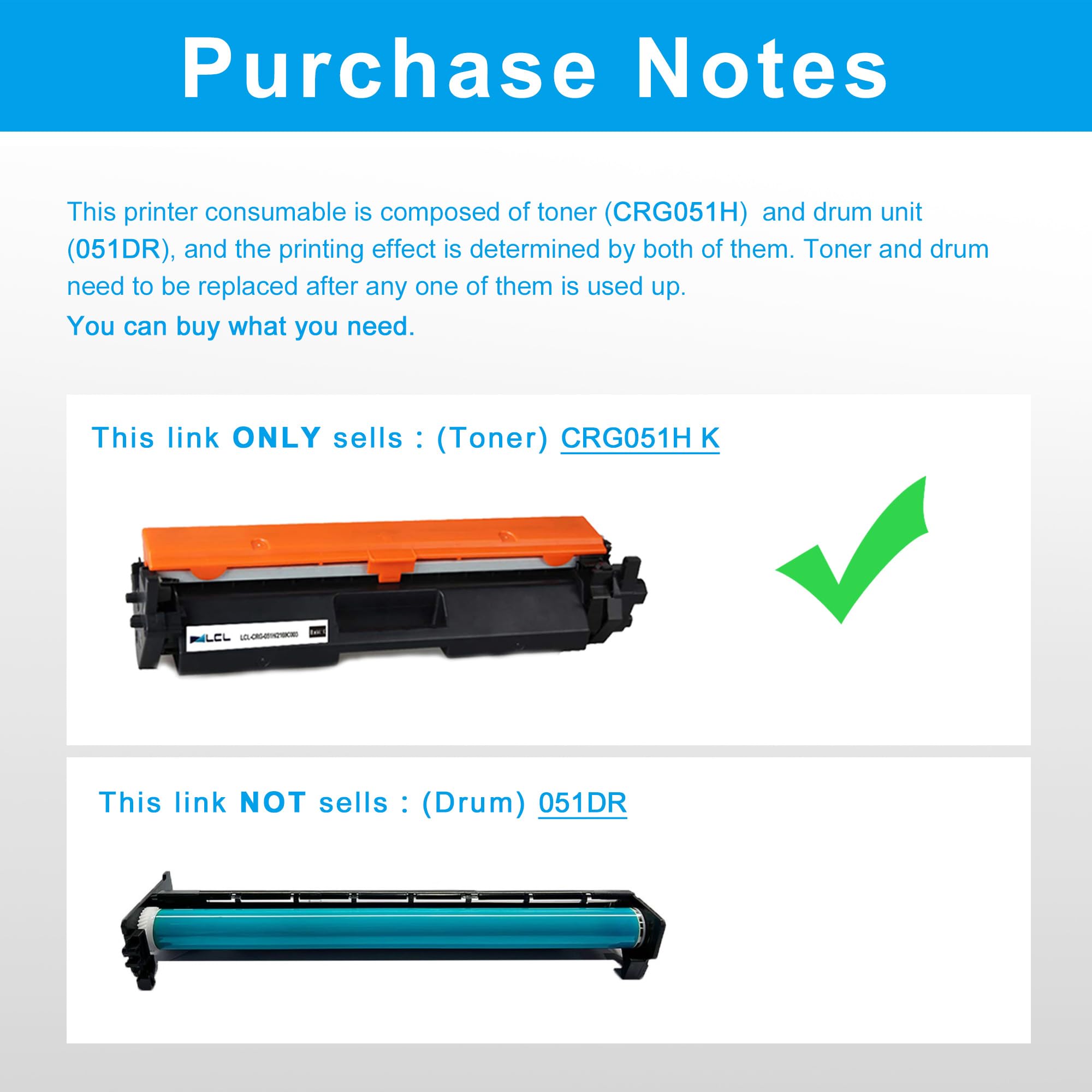 LCL 051H Black Toner Cartridge Comaptible for Canon CRG051H CRG-051H 2169C001 4100 Pages for Canon ImageCLASS MF263dn MF264dw MF266dn MF267dw MF269dw LBP161dn LBP162dw LBP1692dwkg (1-Pack )