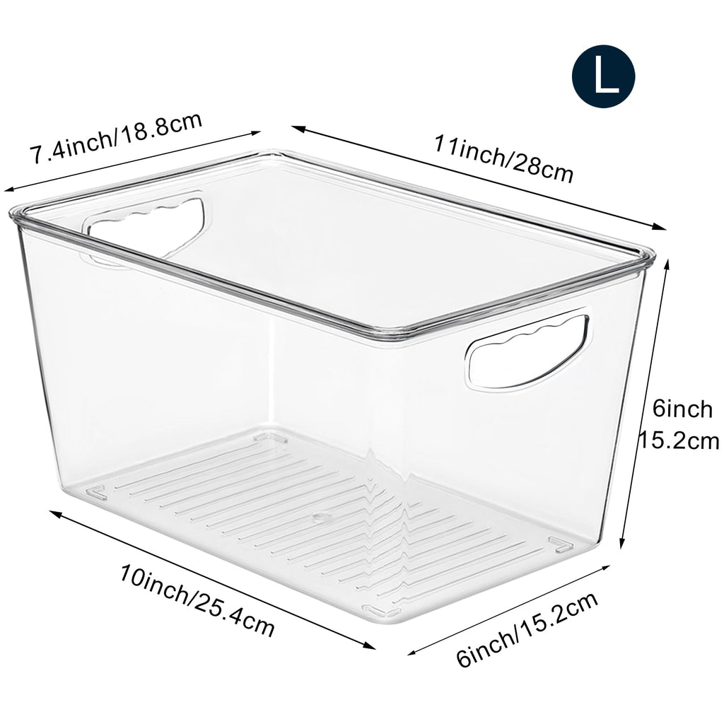 theaoo Clear Storage Bins with Lids Stackable - Large Plastic Containers for Pantry Organization and Storage - Perfect for kitchen,Fridge,Laundry Room,Bathroom,Garage,Closet,Cabinet Organizer - 4 Pack