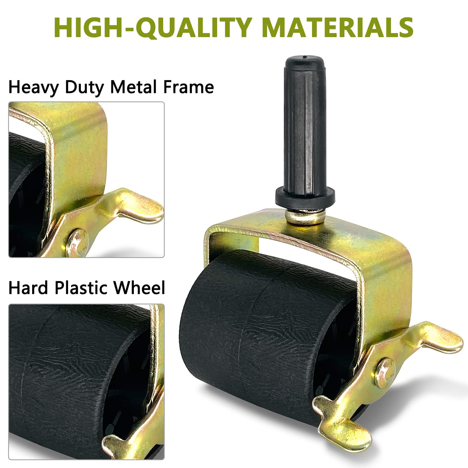 6PCS Bed Casters,Bed Frame Wheels,Bed Frame Rollers,Heavy Duty Locking Metal Swivel Casters for Bed Replacement Parts,Stem for Bed Frame Socket