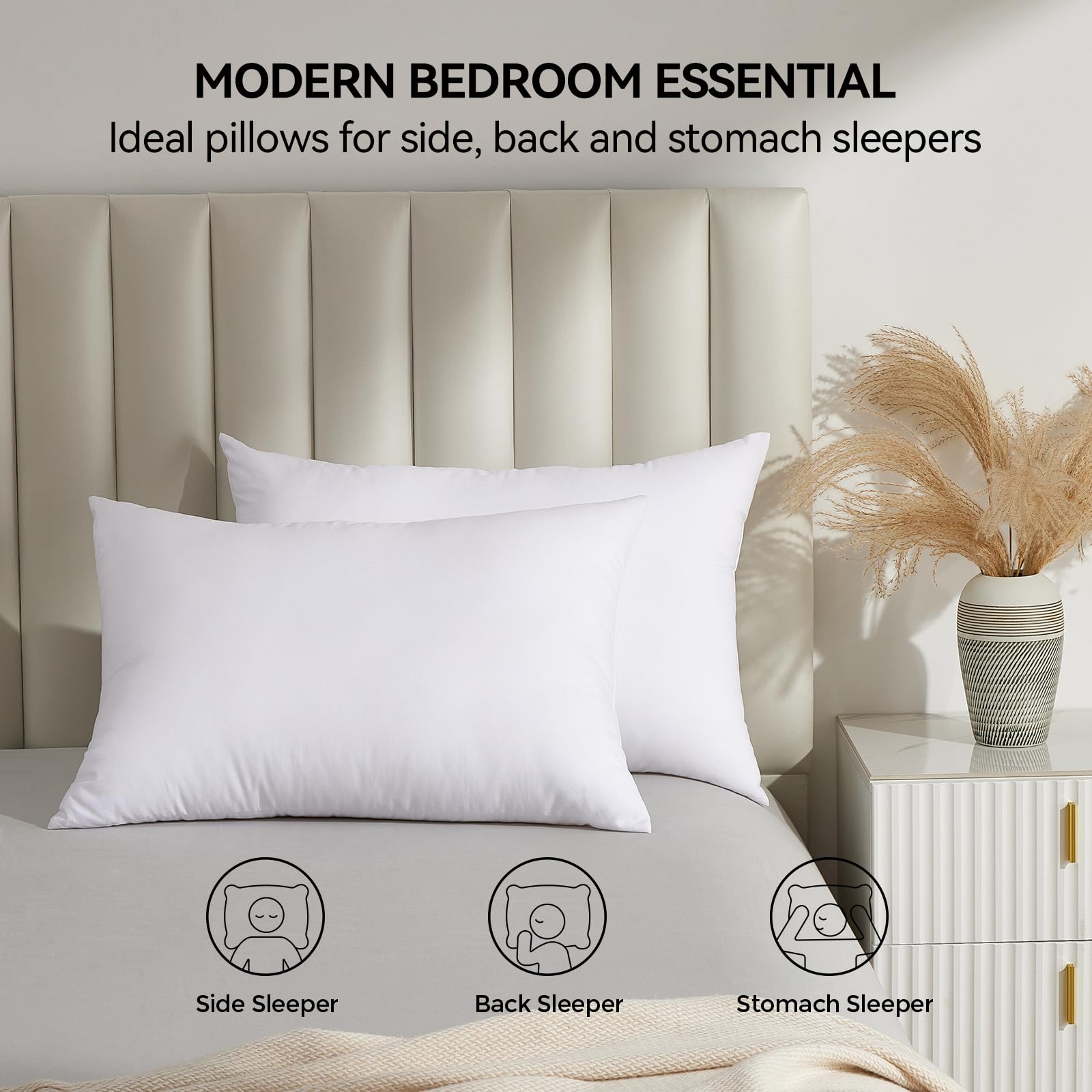 LAVANCE Pillows Queen Size Set of 2, Honeycomb Embossed Fabric Down Alternative Filling Bed Pillows for Sleeping, Luxury Fluffy Hotel Quality for Side, Back, and Stomach Sleepers, 20"x30"