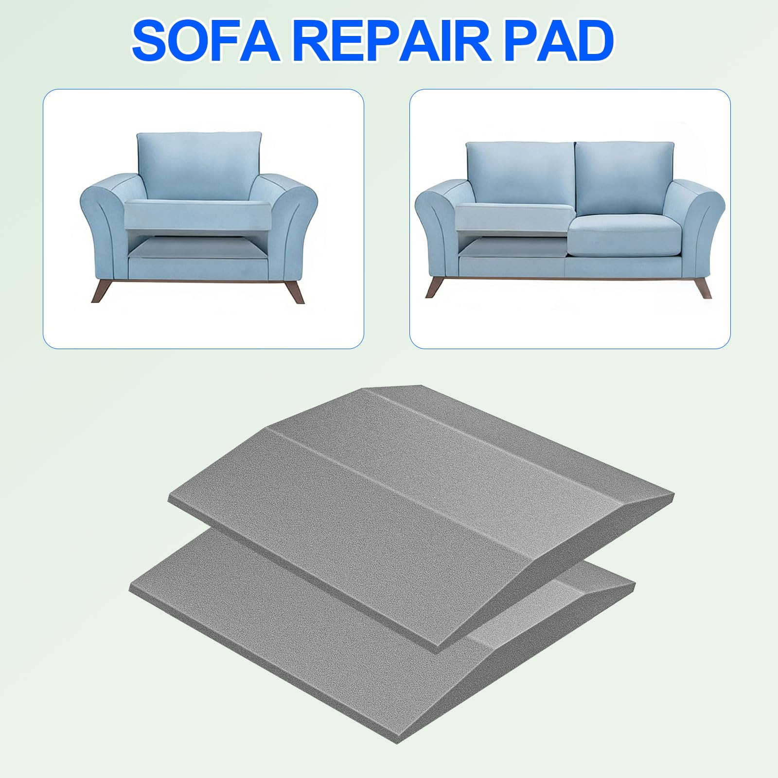 Couch Cushion Support — High-Density Foam Sofa Seat Pads for Sagging Sofas, Cut-to-Size, Enhances Comfort & Durability, 20"x20" High, Great for Home & Office, Gray Trapezoid (Two Pieces)