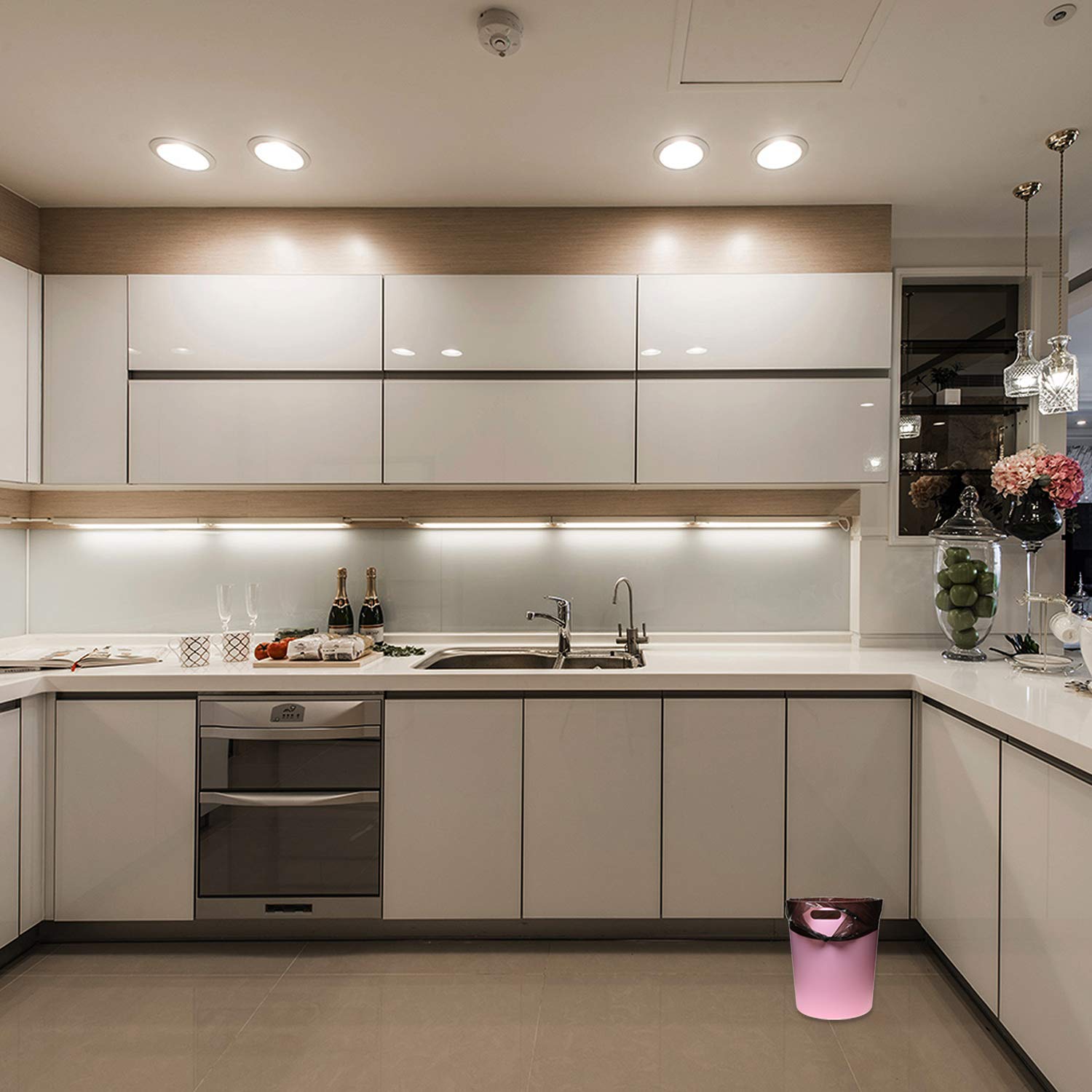 Mini Skater 5 Rolls of 100 Pack Medium Garbage Bags Thick Trash Bags Durable Environmental Cleaning Waste Plastic Home Kitchen Tool for Bathroom Bedroom Home Kitchen Office Garden(Black)