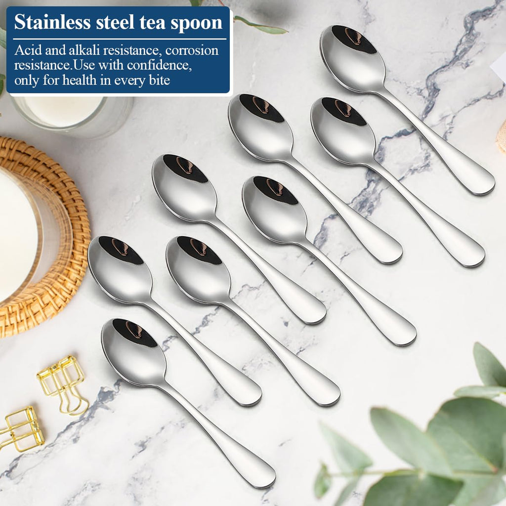 Teaspoons 24 Pieces 14cm, Berglander Stainless Steel Mini Spoons Set for Coffee, Dessert, Ice Cream, Metal Cutlery for Home, Kitchen, Restaurant Café, Party, Wedding