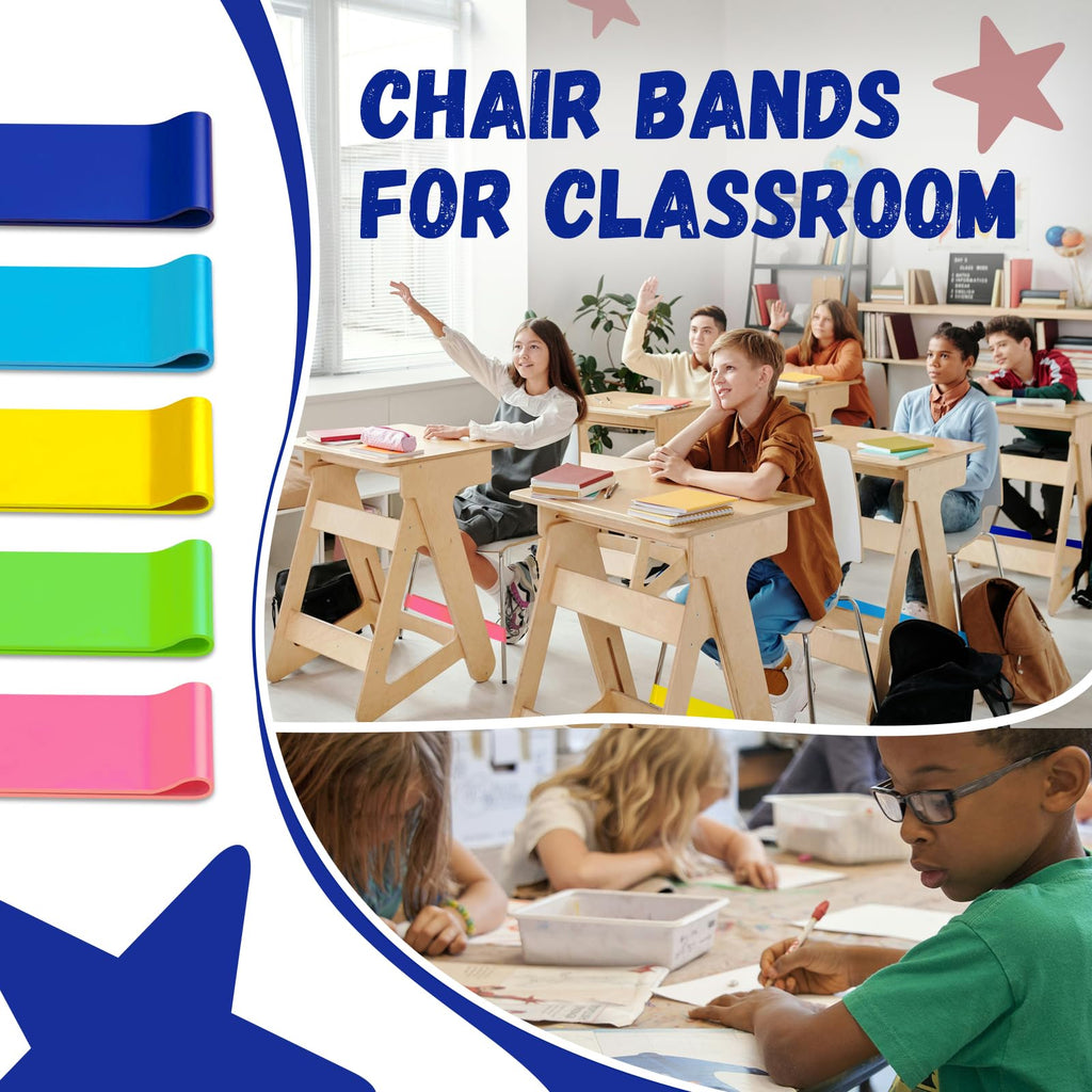 WNSIRVY 25 Pack Chair Bands for Kids with Fidgety Feet, ADHD Tools for Kids, Improve Focus & Reduce Restlessness, Chair Bands Sensory ADHD ADD Autism - Classroom & Home Must Haves (Multicolor)