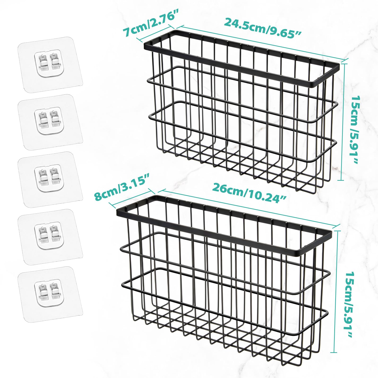 Sinnsally 2 Pack Cabinet Door Organizer,Self Adhesive Lid Organizers Inside Cabinet Storage Boxes,Hanging Storage Basket Organizer Wall Mounted Pantry Caddy Cup Holder for Kitchen,Fridge,Bathroom