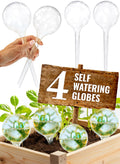 Plant Watering Globes Plastic Set of 4 - Automatic Plant Waterer Indoor and Outdoor - Self Watering Planter Insert System with Plastic Water Bulbs Ideal Gift for Gardeners (4 Globes)