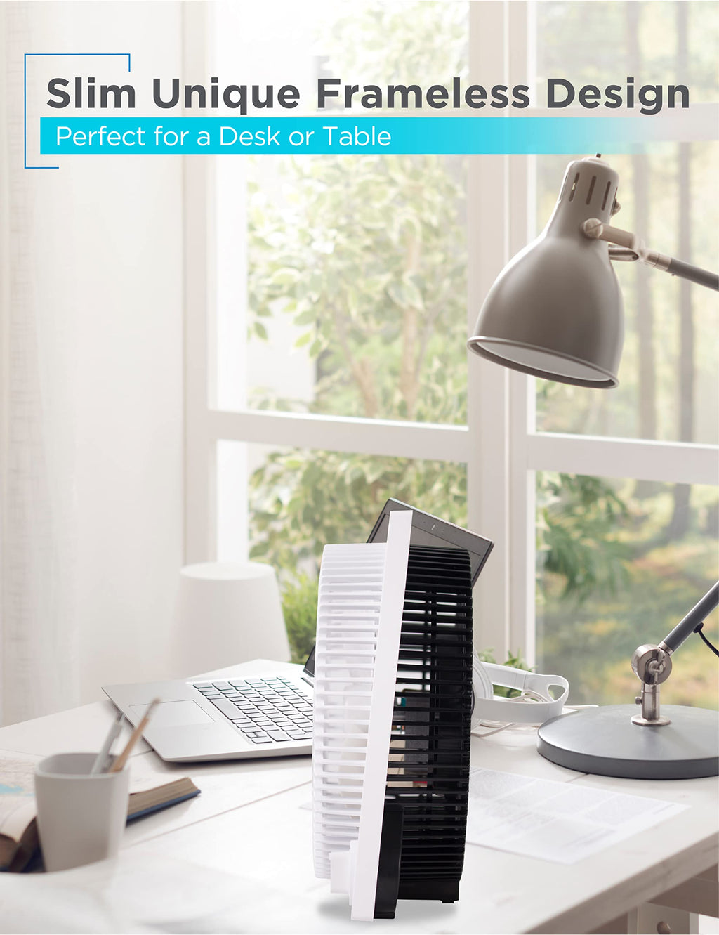 Black & Decker 9 in. Frameless Tabletop Box Fan, White