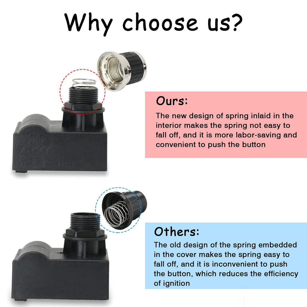 Hisencn 6 Outlets Tact Push Button Chrome Coated Universal Spark Generator Switch, Grill Ignitor Kit for Home Depot Nexgril 720-0830H, 720-0830D, 720-0888, 720-0888N and Most Nexgrill Grill Models