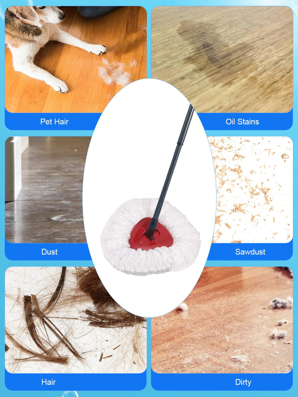 4 Pack Spin Mop Head Replace for Vileda/O-Cedar EasyWring 1 Tank,Compatible with Vileda/Ocedar Triangle Swivel Mops Microfiber Swivel Mop Refill,Deep Clean (4 mop refills)