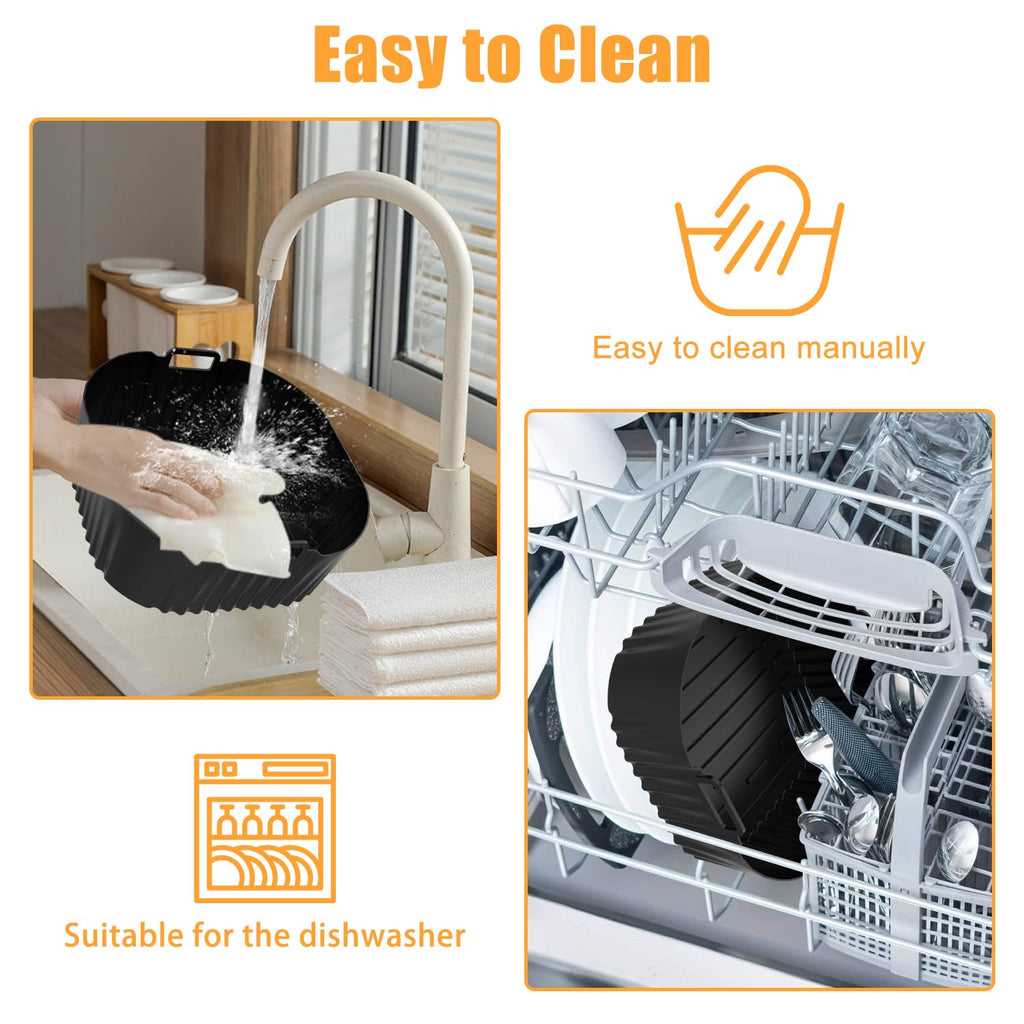 Silicone Air Fryer Liner, 2 PCS 9 Inch Square Air Fryer Basket Liners,Silicone Tray, Air Fryer Inserts for 6 to 9 QT, Reusable Air Fryer Accessories for Cosori Philips Ninja Oven Microwave
