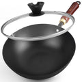 Souped Up Recipes 10 Inch Carbon Steel Wok for Electric, Induction and Gas Stoves (Lid and User Guide Video Included)