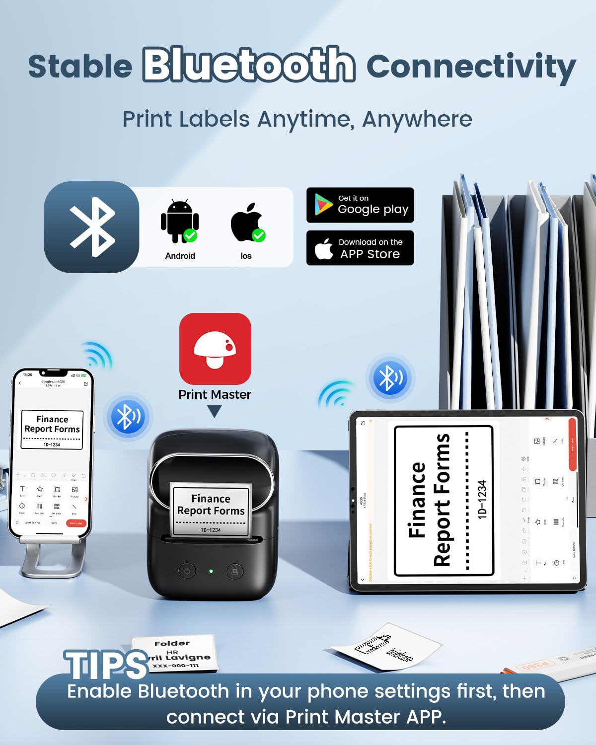Phomemo Label Maker- M108 Bluetooth Sticker Printer, 2 Inch Barcode Label Makers with 300+ Templates and 1000+ Icons, Address Label Printer for Small Business, Home, Logo, Black