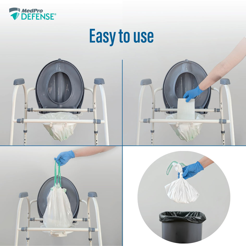 Zorbi Biodegradable Commode and Bedpan Liner Bags with Super Absorbent Pads, White, 20 Count