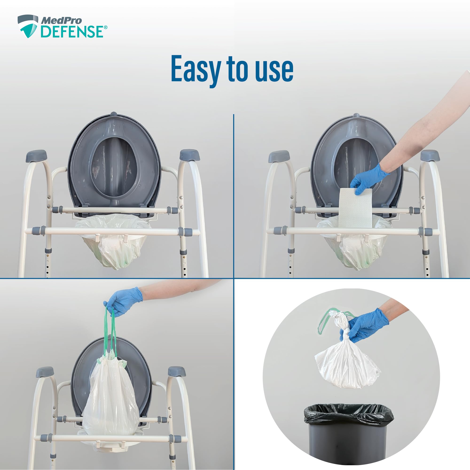 Zorbi Biodegradable Commode and Bedpan Liner Bags with Super Absorbent Pads, White, 20 Count