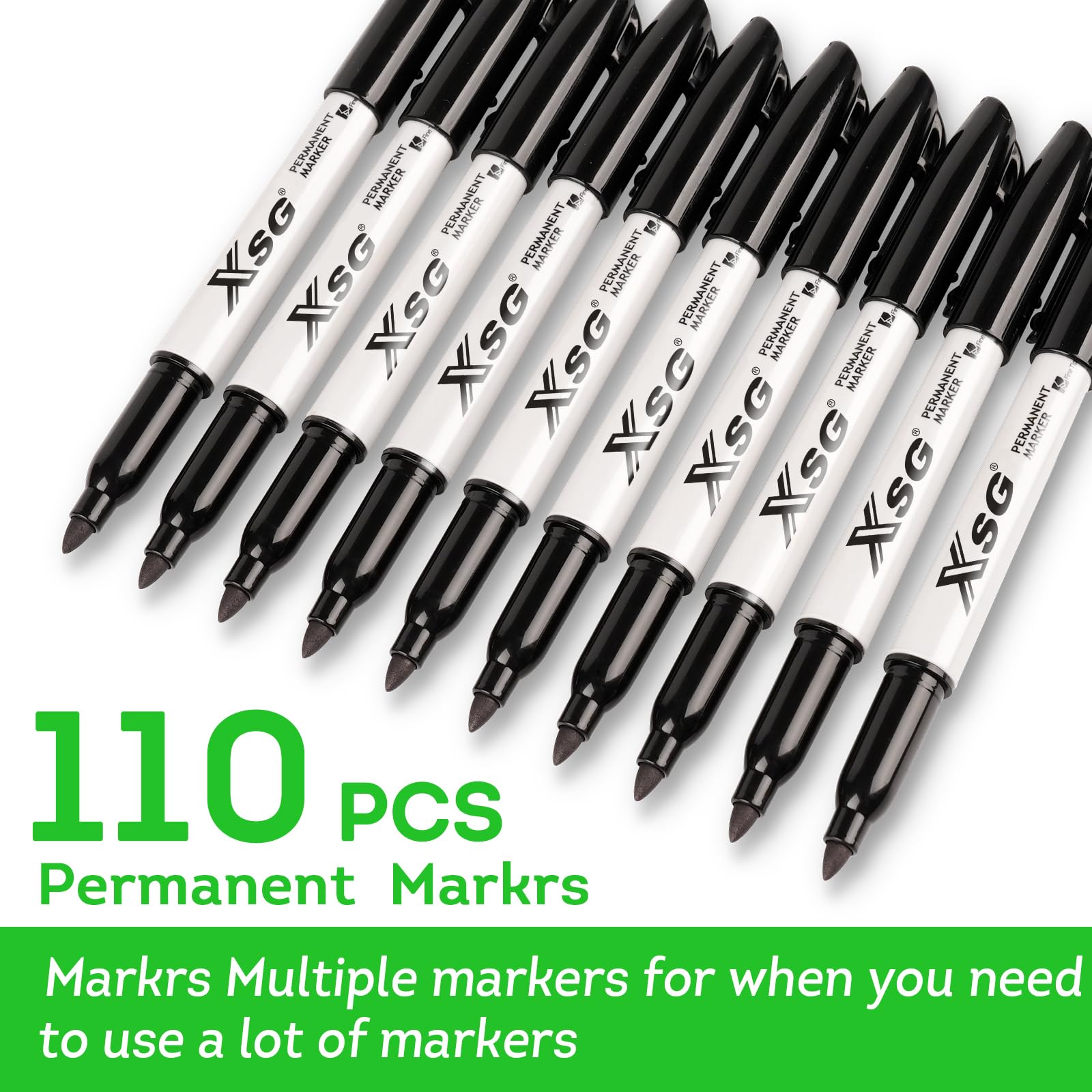 Permanent Markers,110Packs Black Permanent Marker,Fine Point,Waterproof, Smooth Writing，Quick Drying Permanent Markers,Suitable For Glass, Cartons, Ceramics ，Plastic And Other Office Scenes