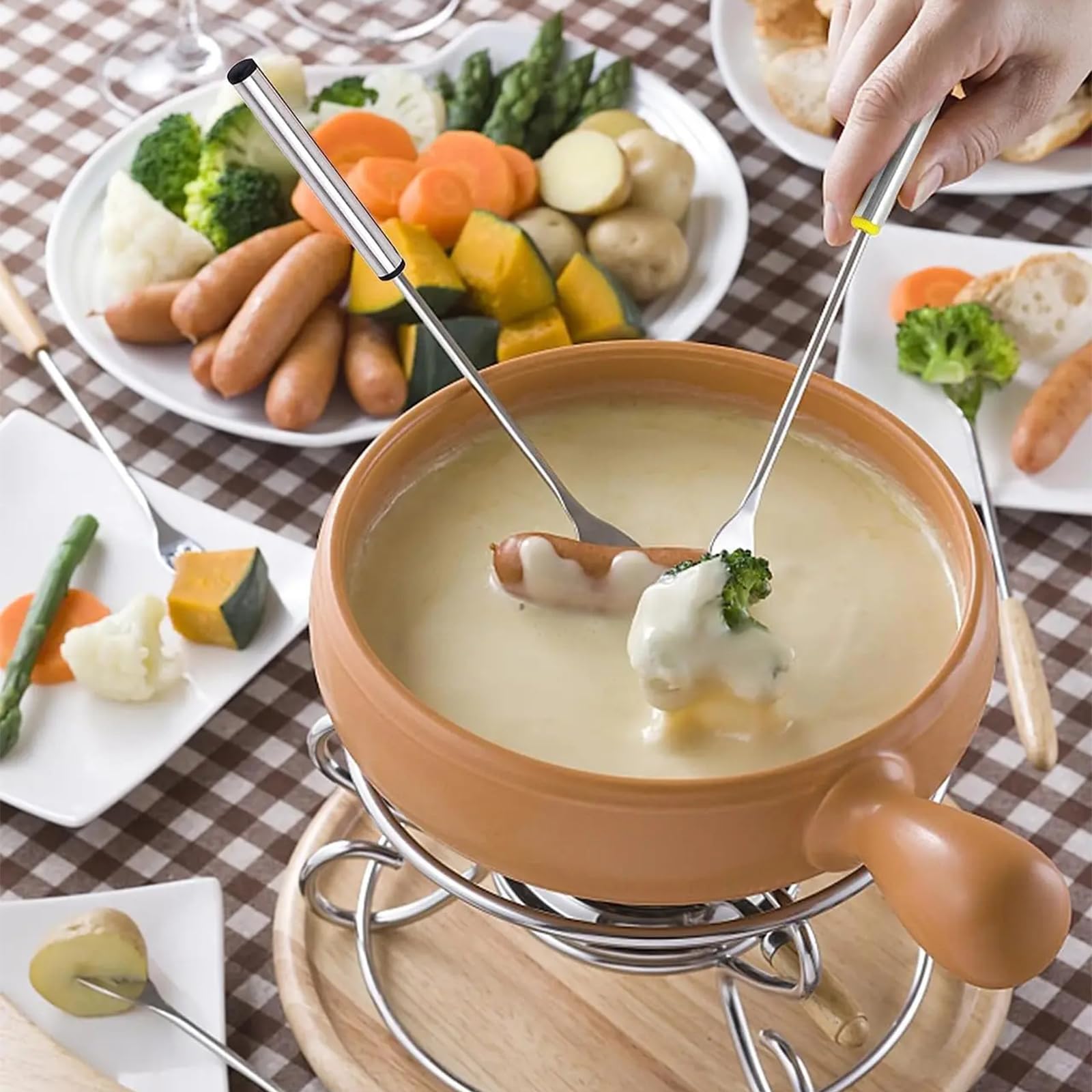 FYHJTRT 24PCS Fondue Forks - 9.45" Stainless Steel Color-Coded Skewers Heatproof Handles for Chocolate, Cheese, Marshmallows & Meat (6 Colors)