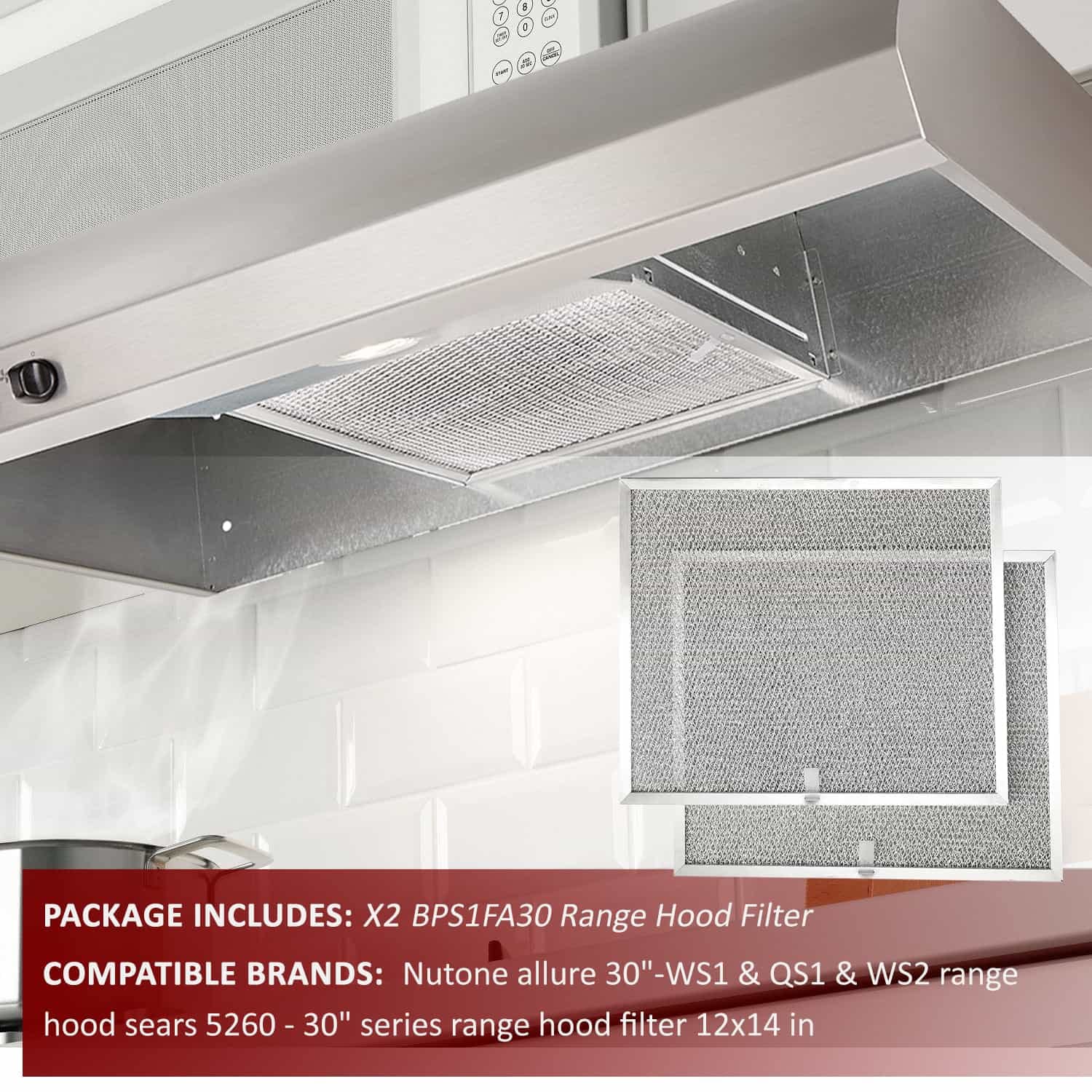 BPS1FA30 Range Hood Filter 11-3/4" x 14-1/4" x 3/8" Compatible with Broan Range Hood – Replaces: BPS1FA30 99010299 S99010299 AP3378953 8322 S99010305 bpjdfa30 – Pack of 2