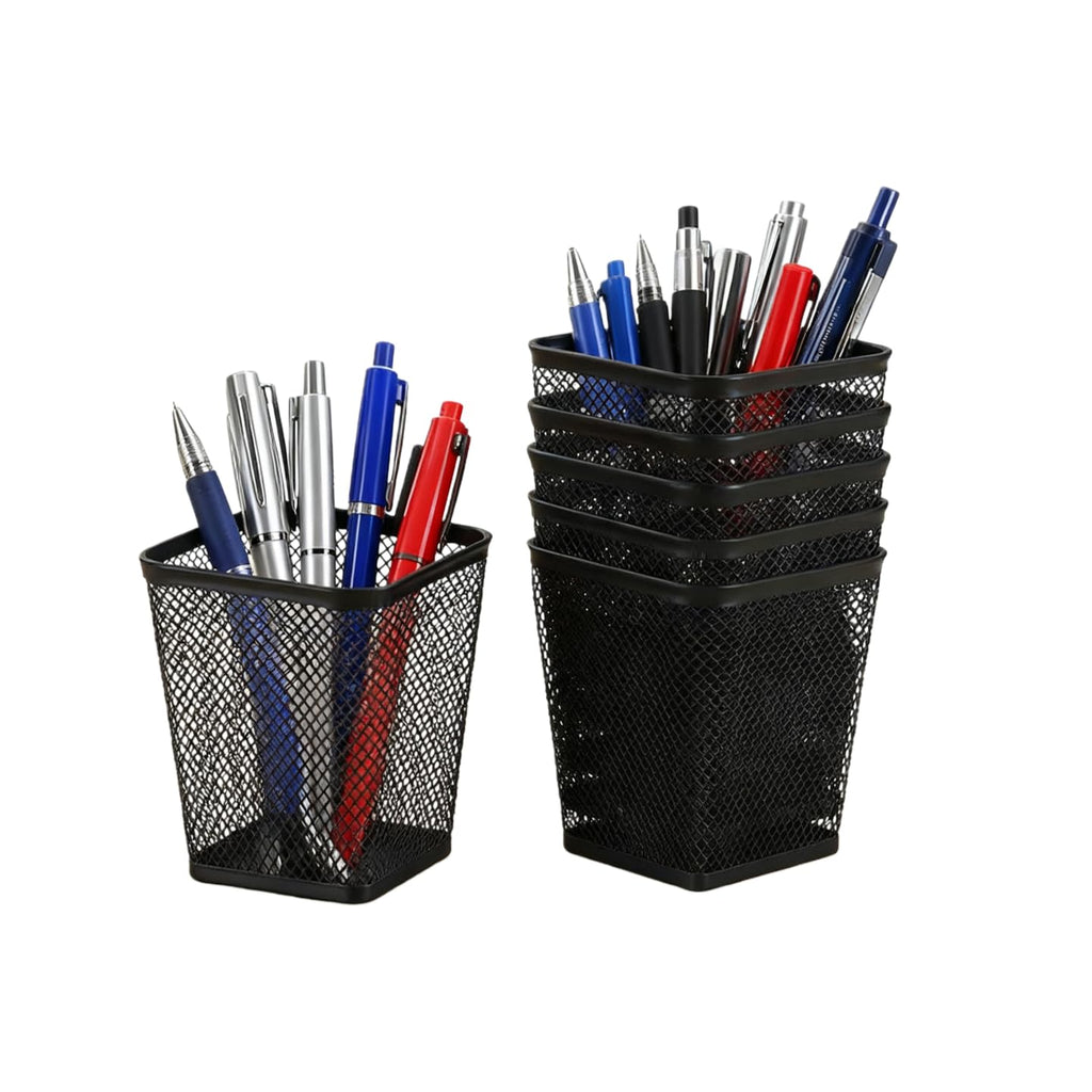 Gonice 6 Pack Pencil holder, Mesh Pen Holder for Desk, Black Pen Cup Desk Organizer for Home, Schoo and Office