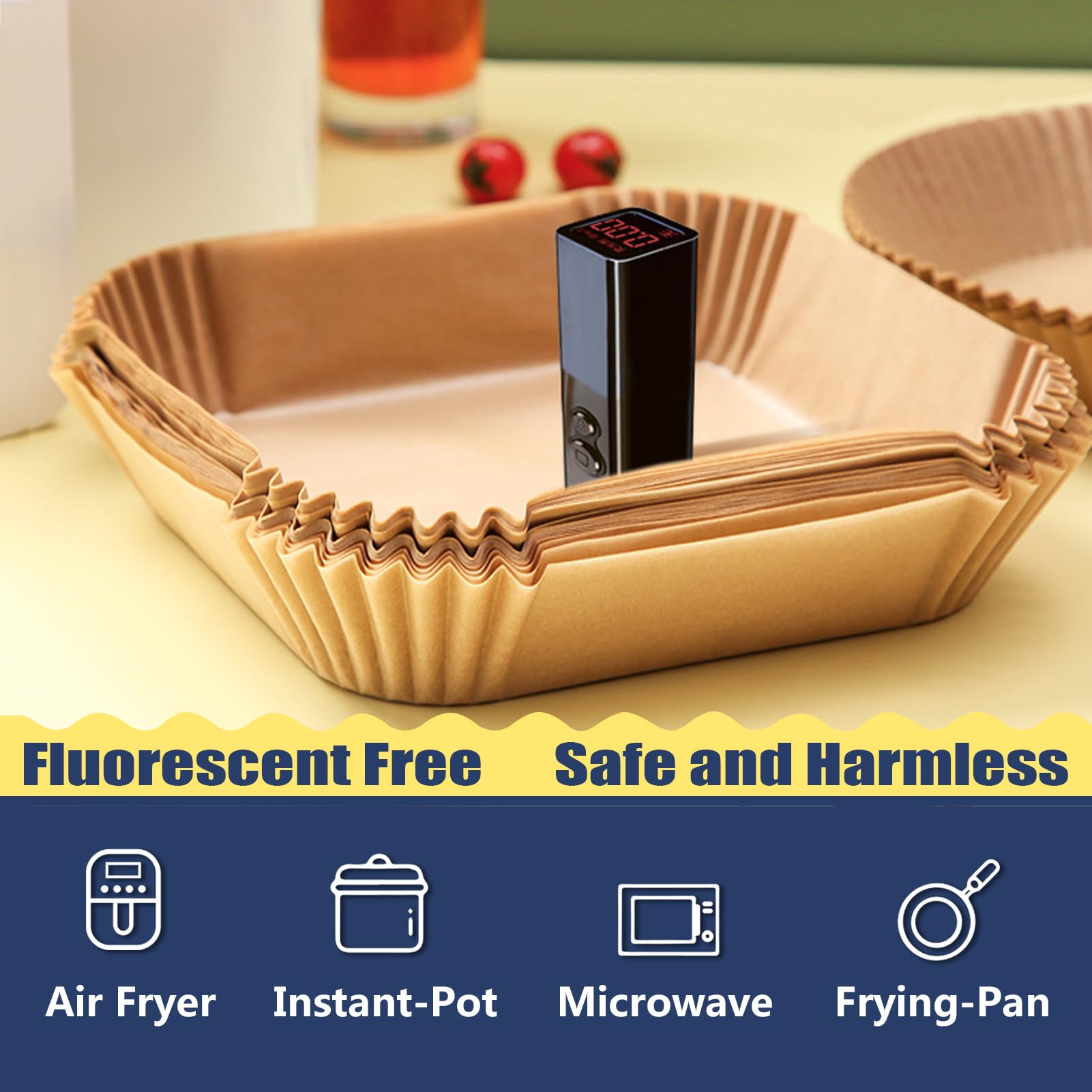 Air Fryer Liners for Ninja Crispi, Airfryer Liners Set of 250PCS Ninja Crispi Accessories for Ninja FN101 4QT&6 Cup Glass Containers, Ninja Crispi Air Fryer Cooking System Accessories