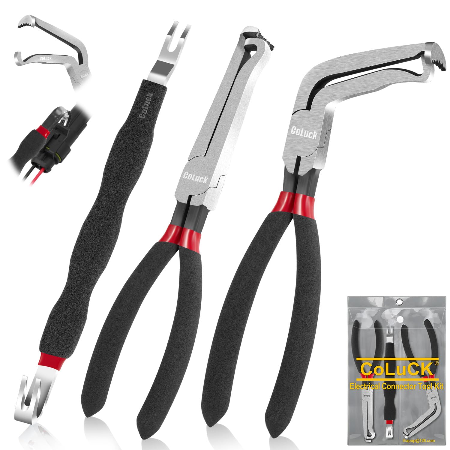 3Pcs Electrical Disconnect Pliers 37960 37980, 60 Degree Connector Separator 13120, Automotive Terminal & Plug Removal Tool Kit - Electrical Pliers Connector Pliers Set Terminal Removal Tool