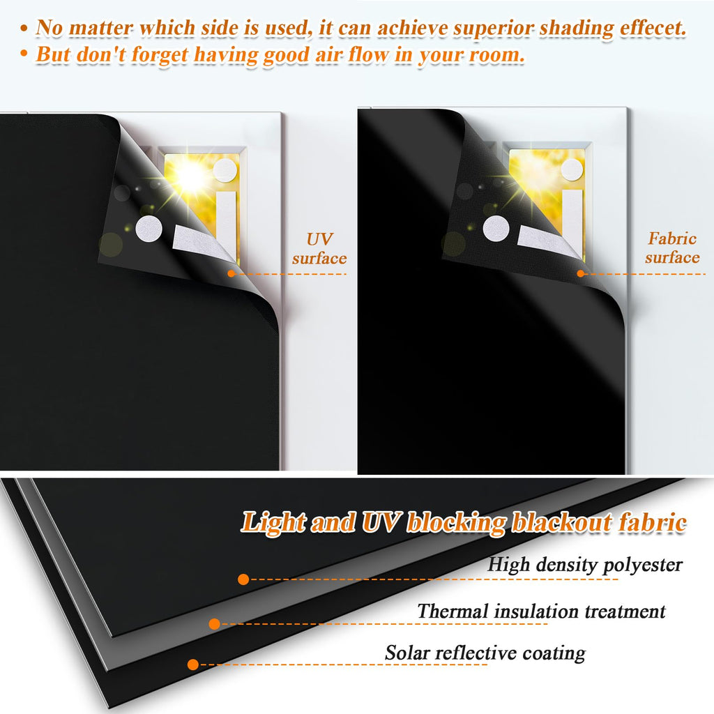 LUCMO Blackout Blinds 350x145 cm, 100% Blackout Blind Curtain for Window, Portable Blackout Shades Film for Bedroom, Cut to Any Size, Nursery Black Out Blinds for Baby Travel Temporary Permanent