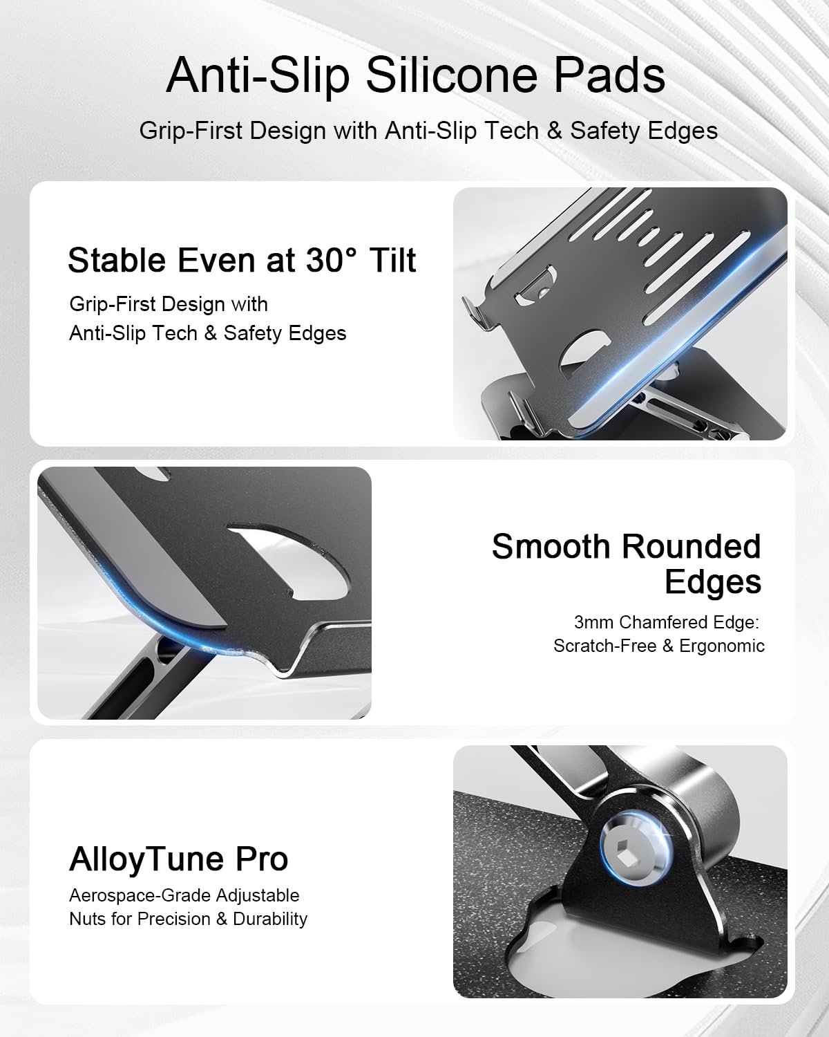 Laptop Stand Adjustable Laptop Stand for Desk Aluminum Laptop Stand Ergonomic Computer Stand Foldable Laptop Riser Portable Laptop Holder Compatible with All MacBook Notebook Laptop 10-17 Inch