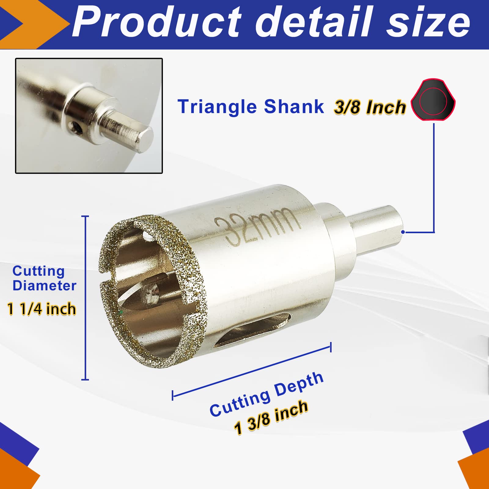 1 1/4 Inch (32mm) Diamond Hole Saw with Pilot Bit, DaduoRi 1.25 Inch Tile Tip Coated Hole Saw with Guiding Drill Bit in The Center for Glass, Porcelain Tile,Ceramics, Marble and Granite