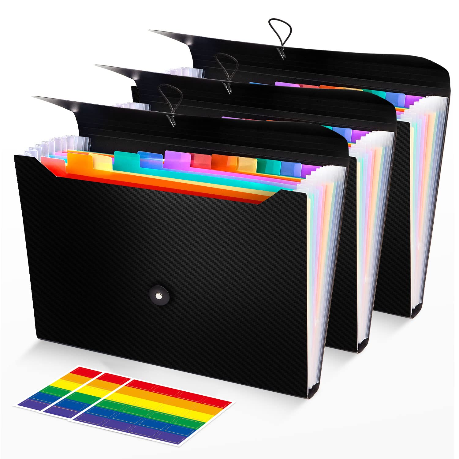 Expanding File Folder, 3 pcs Accordian File Organizer, A4 Letter Size Paper Document Receipt Organizer Accordion Filing Folder