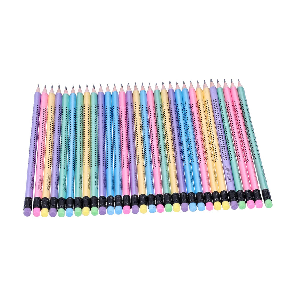 Writing Pencil, 30Pcs HB Pencil Non‑Slip Multi‑Color with Eraser Children Student Writing Drawing Tools With Triangular Barrel