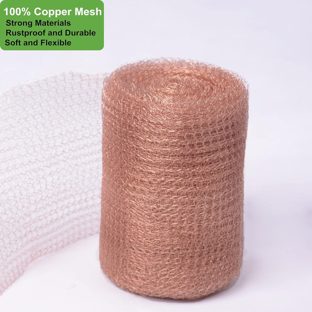 5” x 32 ft,100% Pure Copper Mesh for Distilling, Knitted Copper Mesh Roll, Double Layer Fabric Wool Hole Filler Used for Garden and House