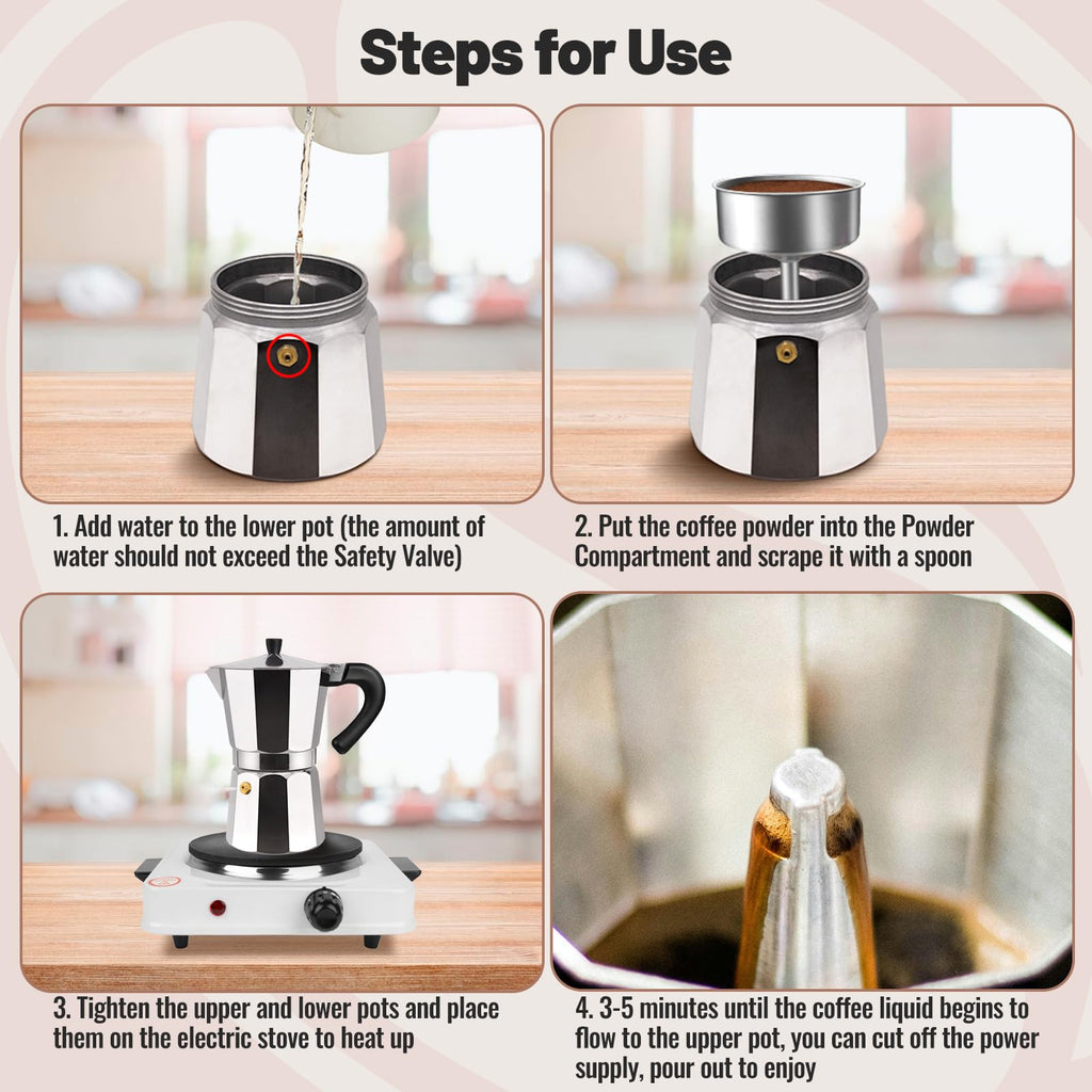 14 Cup Aluminum Moka Pot Classic Stovetop Espresso Coffee Maker 700ml 23oz Coffeemaker Percolator Mocha Pot Greca Coffee Maker Cafe Makers for Italian and Cuban Café Brewing Silver