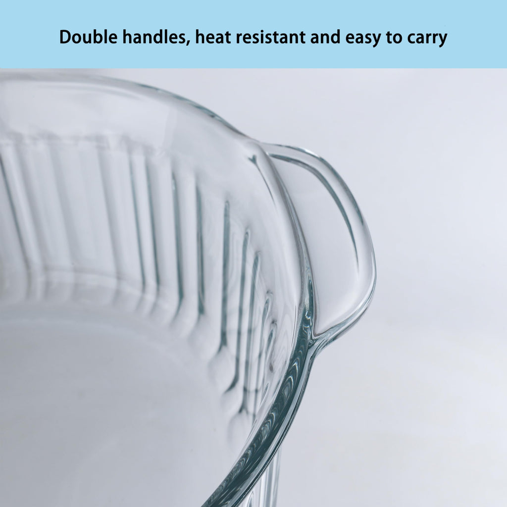 Vitrignis Casserole Dish With Lid - 3qt Glass Baking Dishes For Oven - Clear oval Glass Casserole Dish - Cookware For Cooking, Baking, Serving