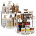 LAMU 2 Pack 2 Tier Lazy Susan Turntable Organizer 9.25'' Rotating Spice Rack Organization for Cabinet, Table Top, Pantry, Countertop, Bathroom, Vanity, Medicine Cabinet Organizer, Clear