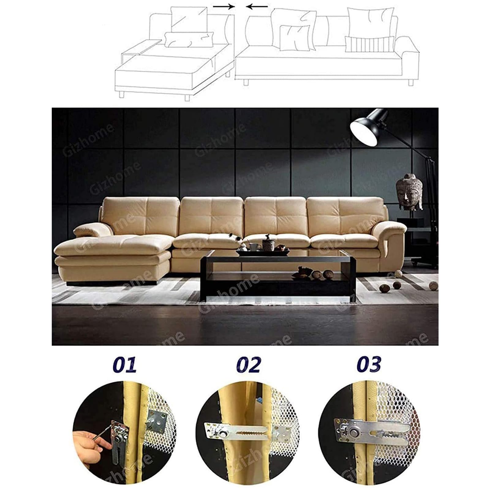 HOWDIA 2 Pack Sectional Couch Connector Screws