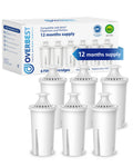 Overbest NSF Certified Pitcher Water Filter, Replacement for Brita® Pitchers and Dispensers, Brita® Classic 35557, OB03, Mavea® 107007, and More, Includes 6 Filters