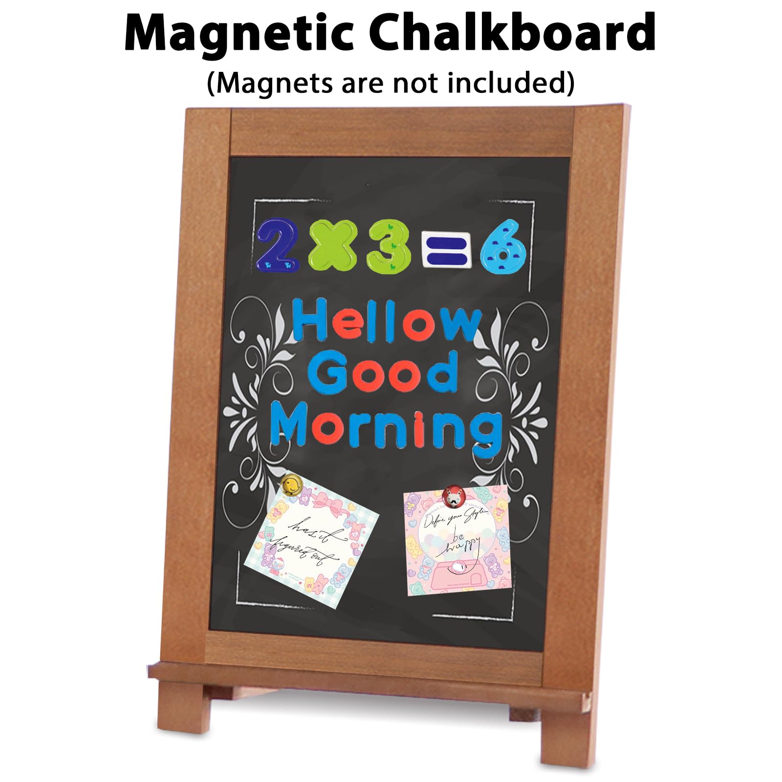 Newzealkids Tabletop Chalkboard Signs 10.2"x14" Magnetic Small Chalkboard Sign, Desktop Standing/Wall Hanging Blackboard with Liquid Chalk Marker, Wood Framed Menu Board for Kitchen, Café, Home Decor