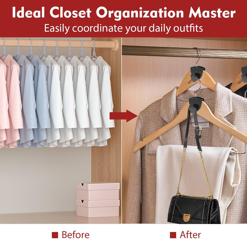 Latoxcaa Space Saving Hanger Hooks 30Pcs, Upgrade Heavy Duty Space Saver Hangers Connector Hooks for Clothes, Premium Hanging Closet Organizer for Dorm, Ganchos para Colgar Ropa, Black