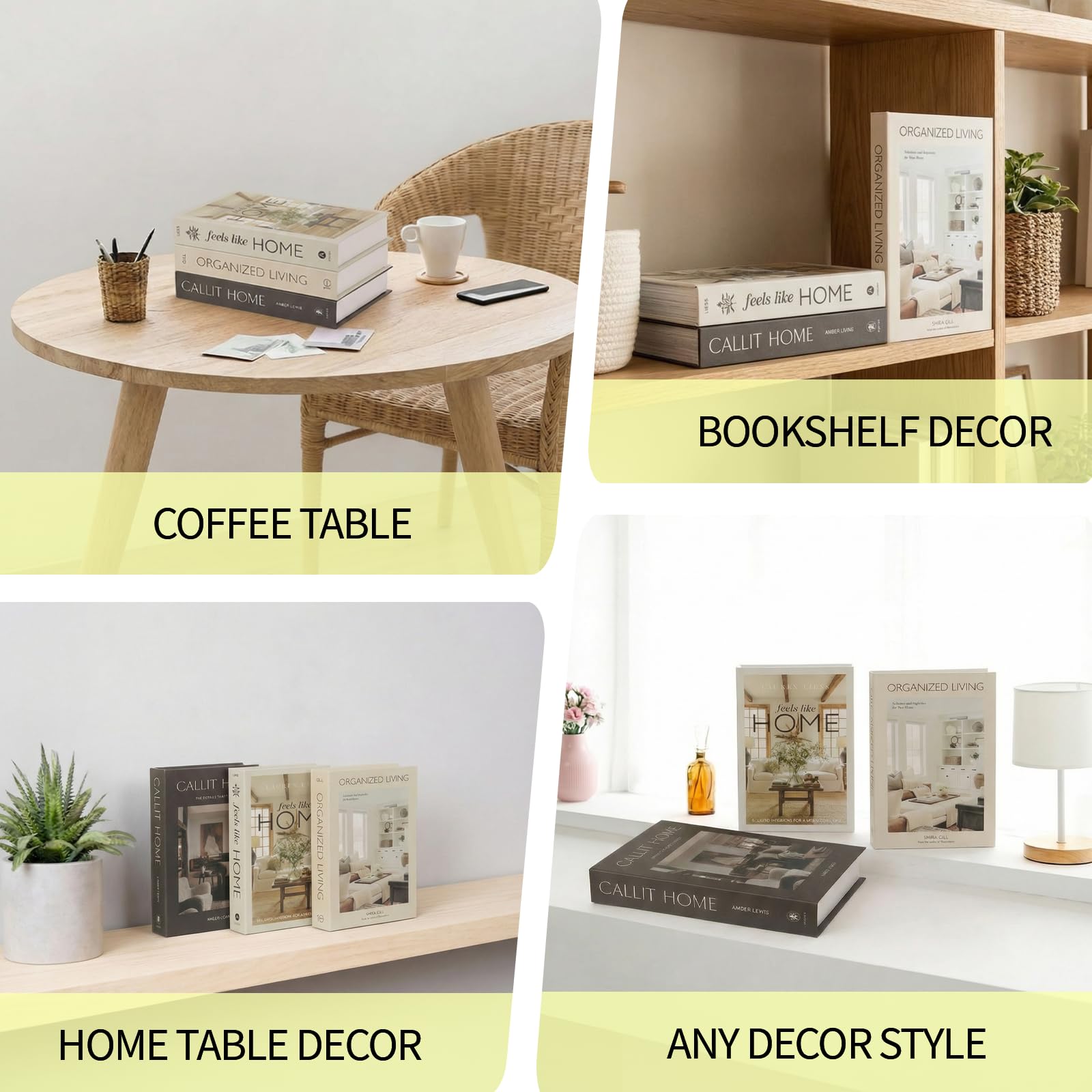 3 pcs Fashion Decorative Books Set for Home Decor,Aesthetic Fake Books for Decoration,Modern Faux Books,Perfect for Coffee Tables,Bookshelves,Room Accents,Entryway,Mantle,Nightstand,Display Props