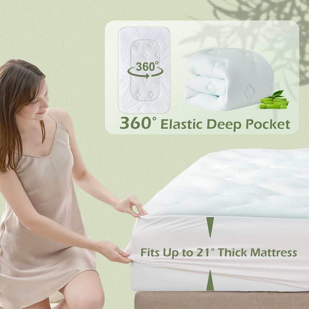 Hansleep Memory Foam Mattress Pad Twin XL, Twin XL Mattress Topper for College Dorm, Fluffy Mattress Pad with Deep Pocket, Breathable Air Mattress Topper Cover, White, 39x80 Inches