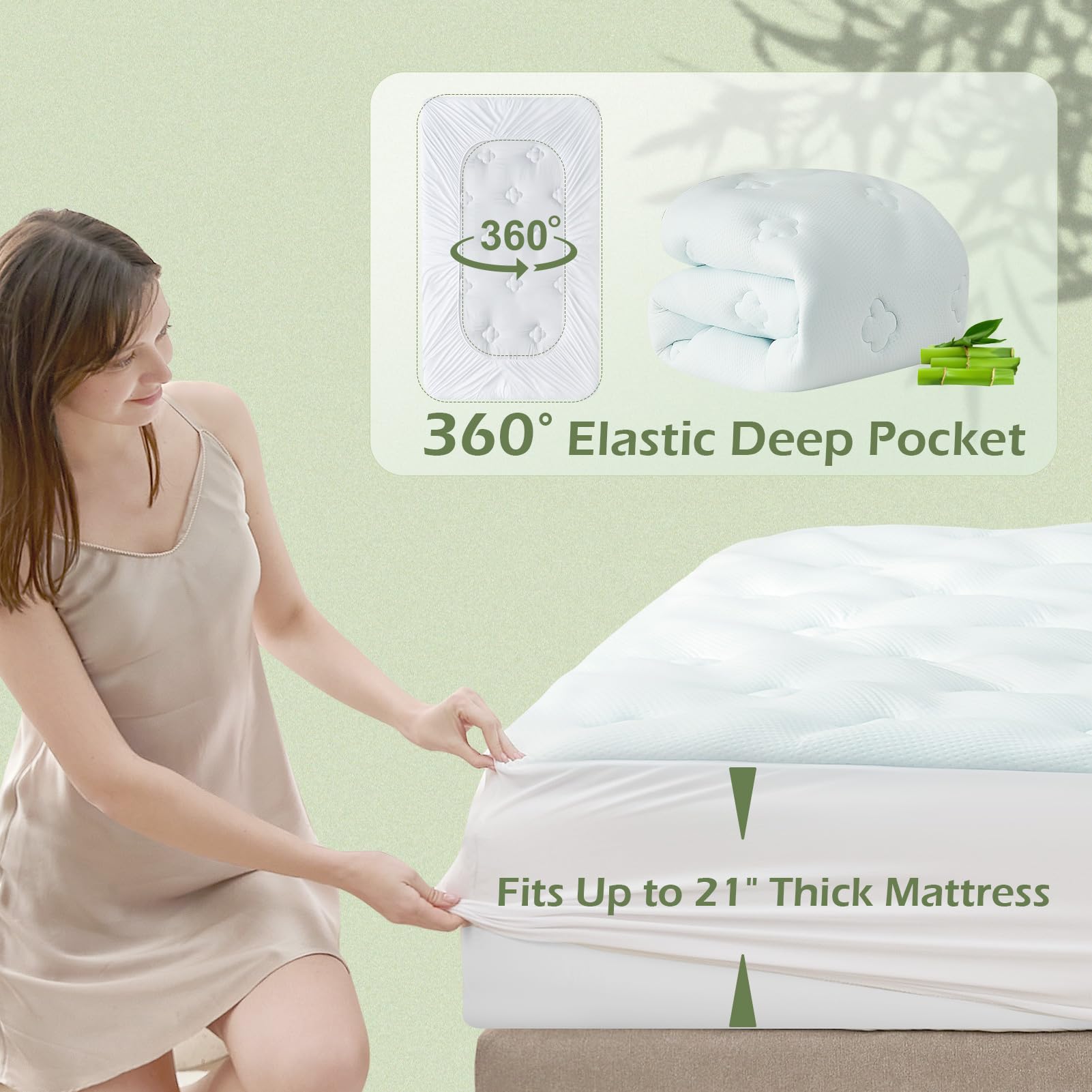 Hansleep Memory Foam Mattress Pad Twin XL, Twin XL Mattress Topper for College Dorm, Fluffy Mattress Pad with Deep Pocket, Breathable Air Mattress Topper Cover, White, 39x80 Inches