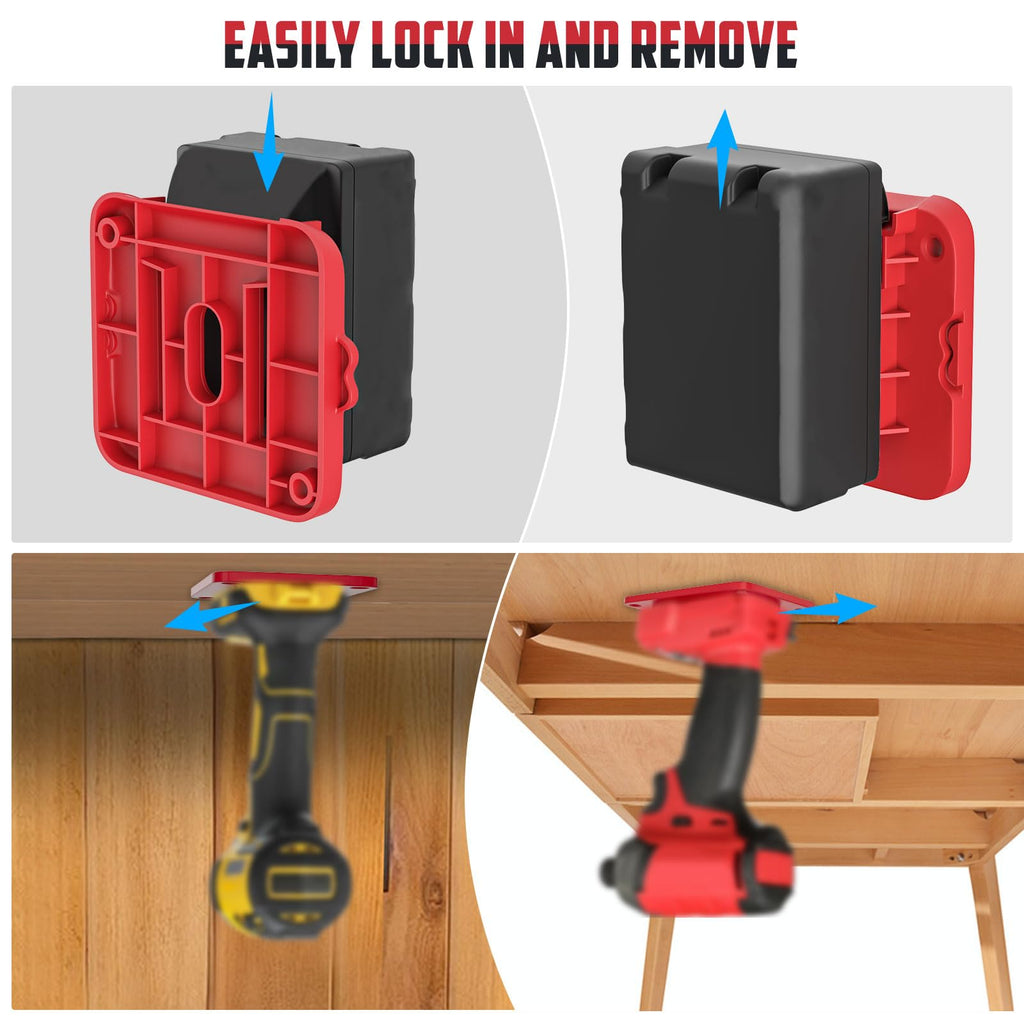 20 Pack Wall Mount Battery Holders and Tool Hangers for Milwaukee 18V Power Tools, 10 Pack Battery Mounts Dock Rack Fit for 18V Batteries, 10 Pack Drill Tool Storage Holder(w/60 Screws)