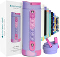 Elemental Iconic Kids Water Bottle for School - Leak-Proof Insulated Water Bottles with Straw Lid & Pop-It Handle for Boys & Girls - Triple Wall BPA-Free & Stainless Steel Bottle, 14oz - Lilac Tie Dye
