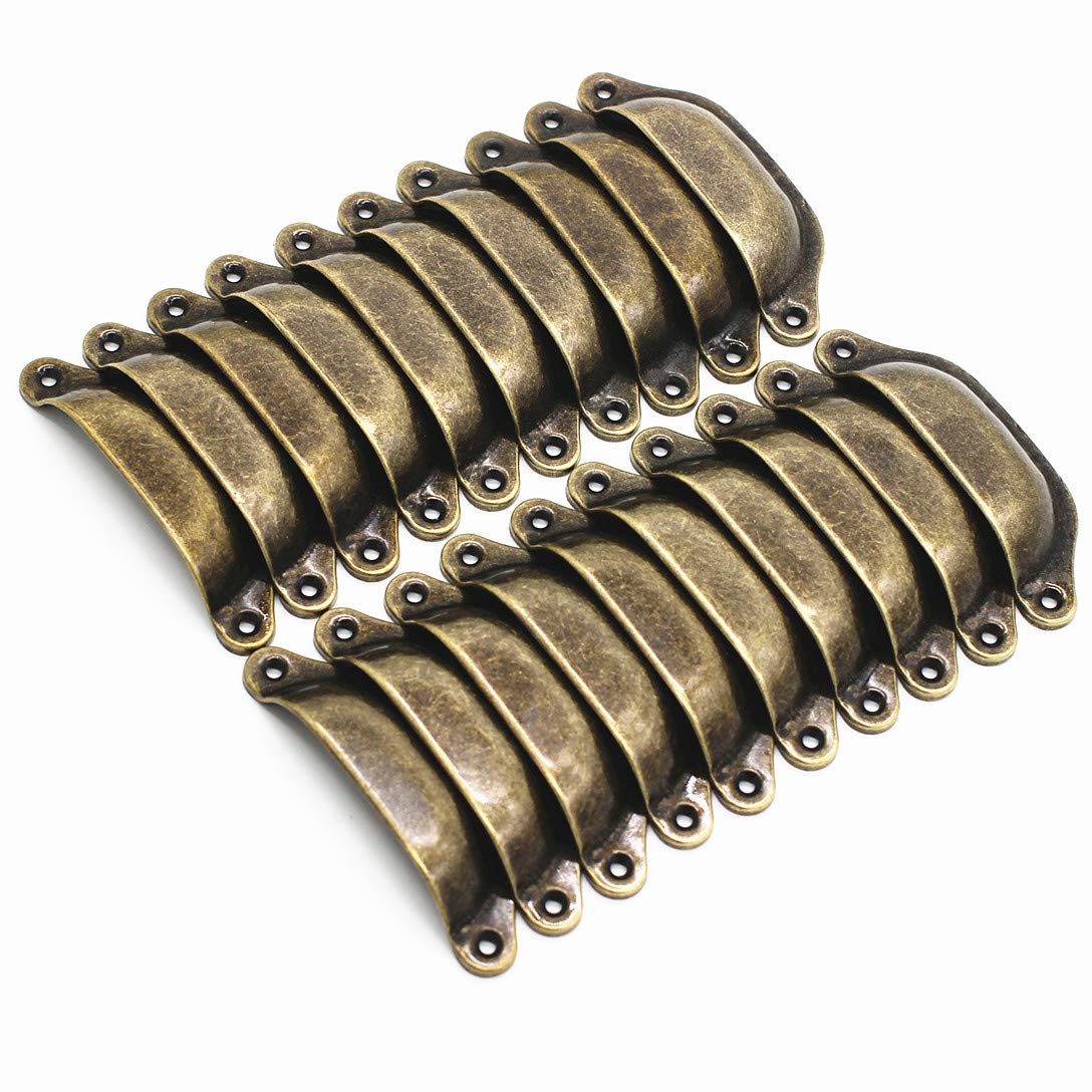 WEICHUAN 20pcs Metal Kitchen Cabinets Furniture Wardrobe Medicine Handle Vintage Drawer Knobs Pulls /lot Antique Bronze (Length: 96mm Width: 30mm)