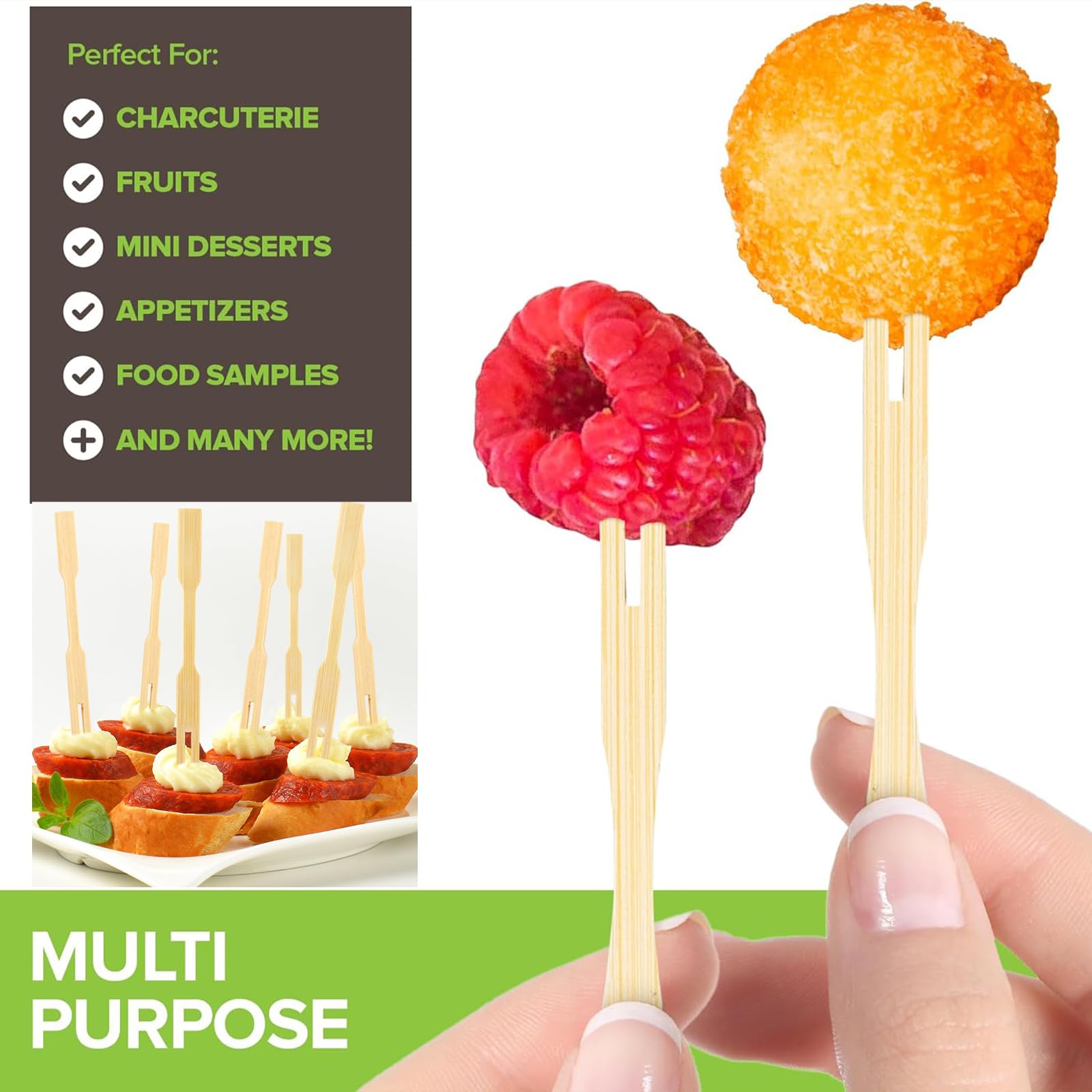 600 Pcs Disposable Bamboo Forks, 3.4 inch Natural Wood Forks Toothpicks for Fruit Appetizer Vegetable Salad, Pizza, Grilled Meat