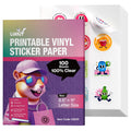 Uinkit 100% Clear Vinyl Sticker Paper for Inkjet Printer,100 Sheets Printable Transparent Sticker Paper 8.5x11 inches for DIY Projects,Waterproof, Great for Cutting Machines (100% Clear, 100 Sheets)