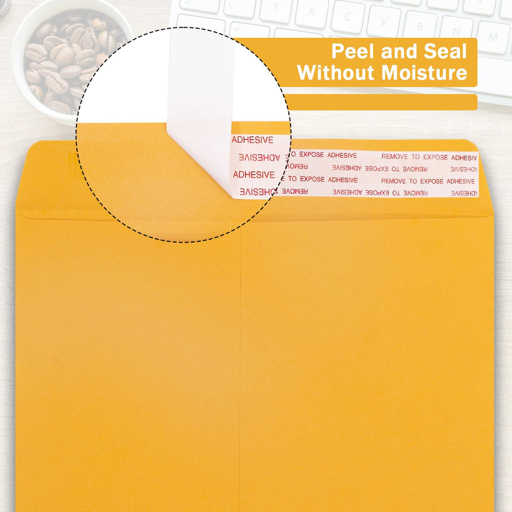 10x13 Catalog Envelopes Self Seal 100 Pack, Goefun 100GSM Paper Yellow Brown Manilla Envelopes with Peel and Seal Flap for Mailing, Organizing and Storage